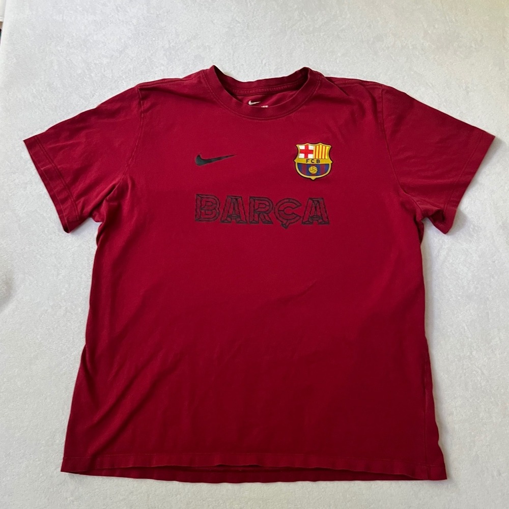 Nike FC Barcelona T-Shirt Red Barca Graphic Soccer Fan Tee Large
